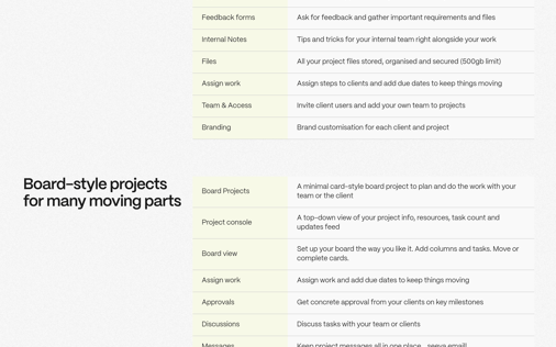 Features section preview