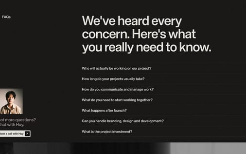 FAQ section preview