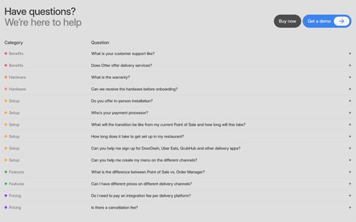 FAQ section preview