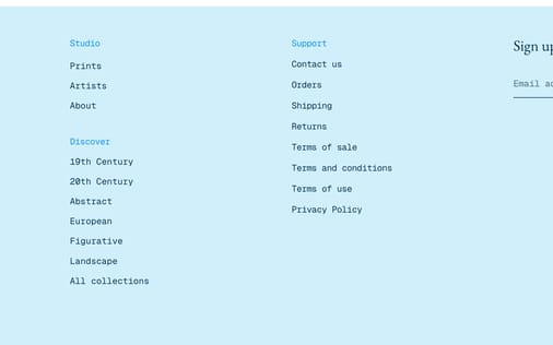 Footer section preview