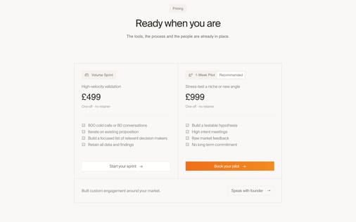 Pricing section preview