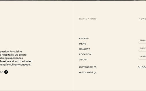 Footer section preview
