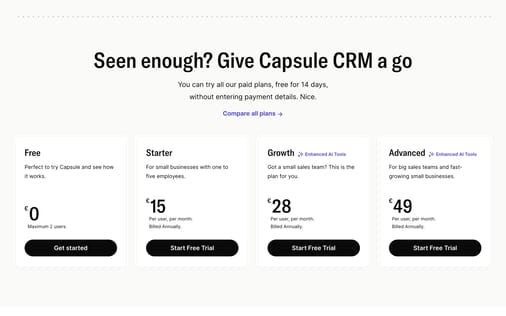 Pricing section preview