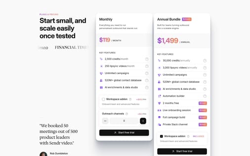 Pricing section preview