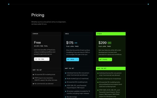 Pricing section preview