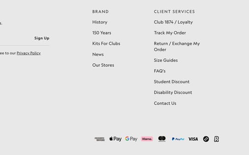 Footer section preview