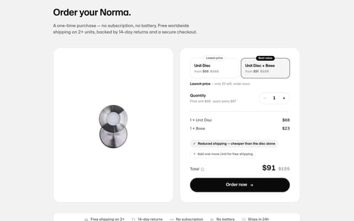 Pricing section preview