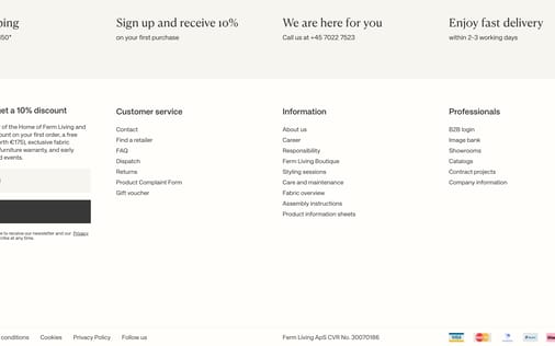Footer section preview