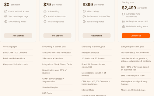 Pricing section preview