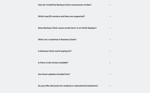 FAQ section preview