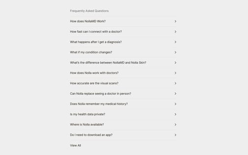 FAQ section preview