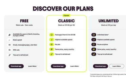 Pricing section preview