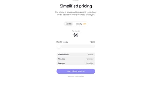 Pricing section preview