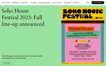Soho House Festival 2023 website preview