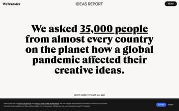 WeTransfer Ideas Report 2020 website preview