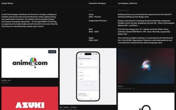 Joseph Zhang website preview