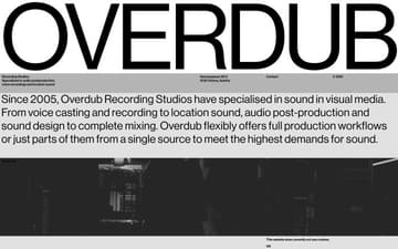 Overdub recording studios website preview