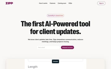 Zipp website preview