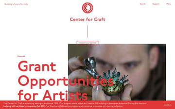 Center for Craft: Building a Future for Craft website preview