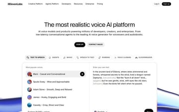 Elevenlabs website preview