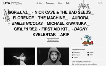 Øyafestivalen 2022 website preview