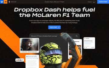 Dropbox Dash x McLaren website preview