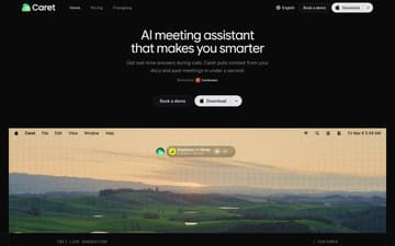 Caret website preview