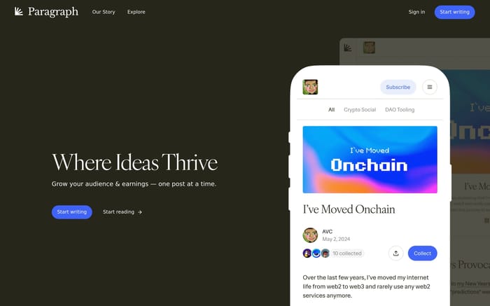 Paragraph website preview