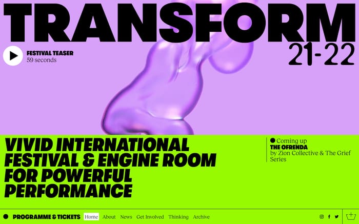 Transform Festival website preview