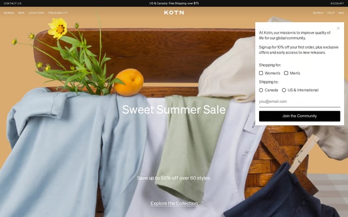 Kotn website preview