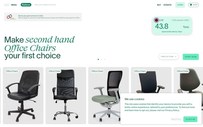 Relieve Furniture website preview