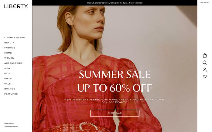 Liberty London website preview