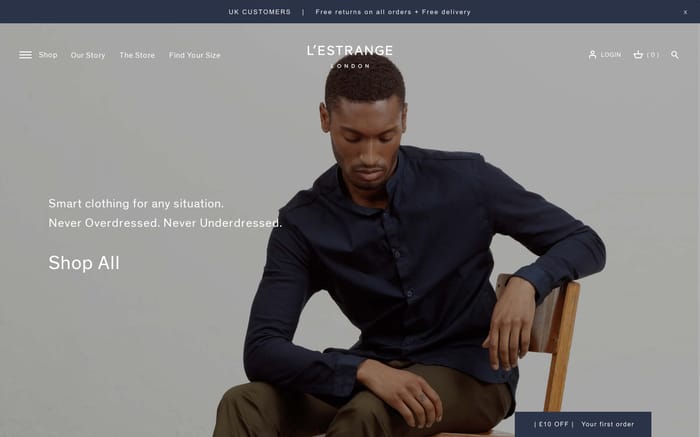 L’Estrange London website preview