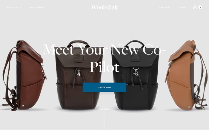Wool and Oakravel Bags website preview