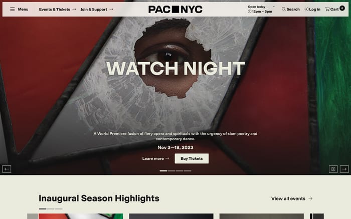 Perelman Performing Arts Center website preview