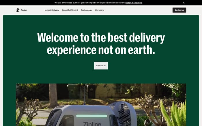 Zipline website preview