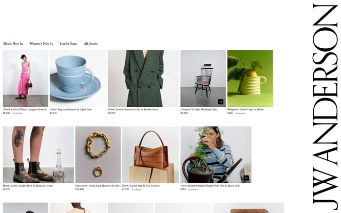JW Anderson website preview