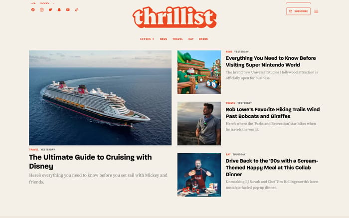 Thrillist website preview