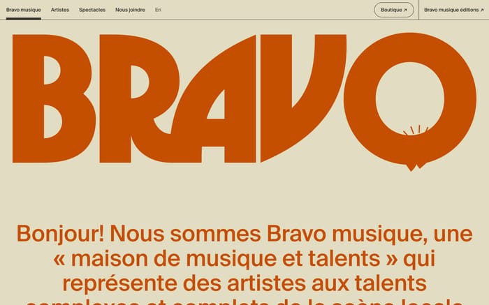 Bravo musique website preview