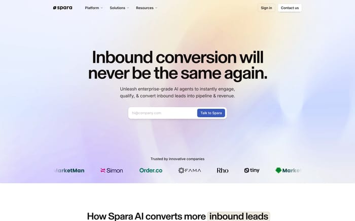 Spara website preview