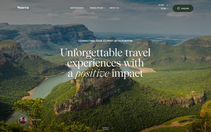 Niarra Travel website preview
