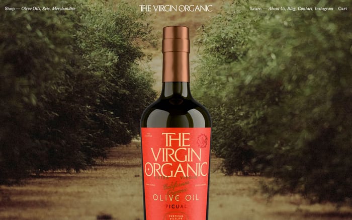 The Virgin Organic website preview