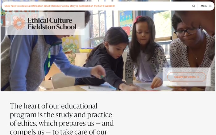 Ethical Culture Fieldston School website preview