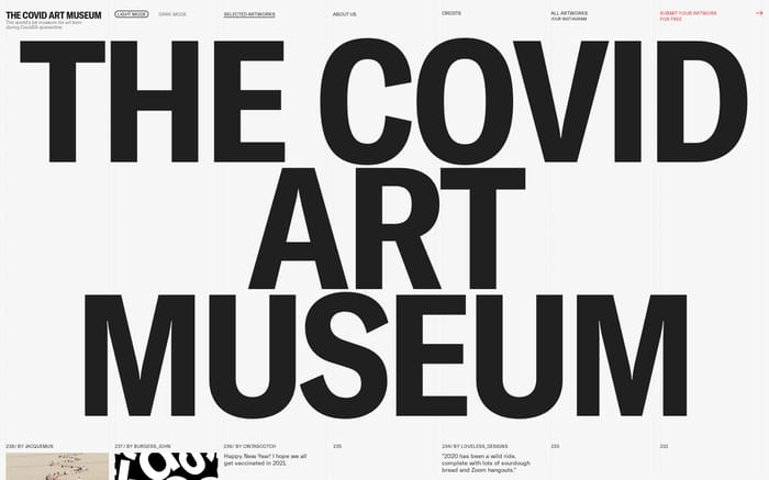 The Covid art museum website preview