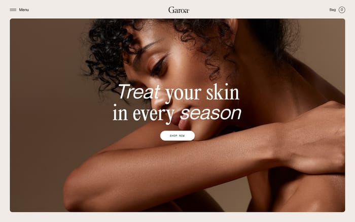 Garoa skincare website preview