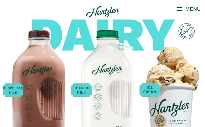 Hartzler dairy website preview