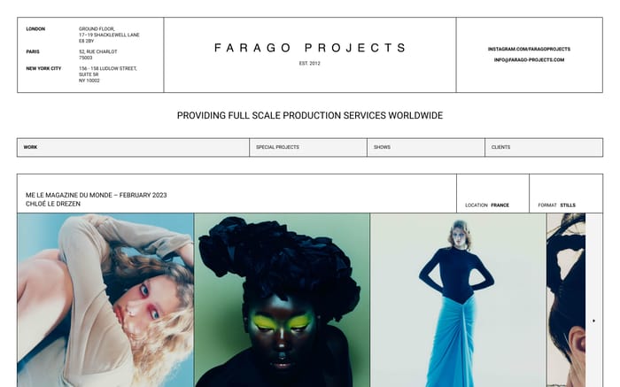 Farago Projects website preview