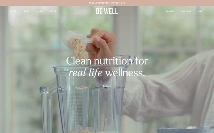 Be Well website preview