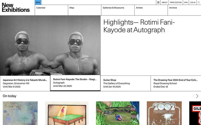 New Exhibitions website preview