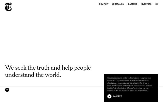 The New York Times company website preview